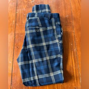 Boohooman Super Skinny Crop Plaid Tailored Pants (Blue) - 34R